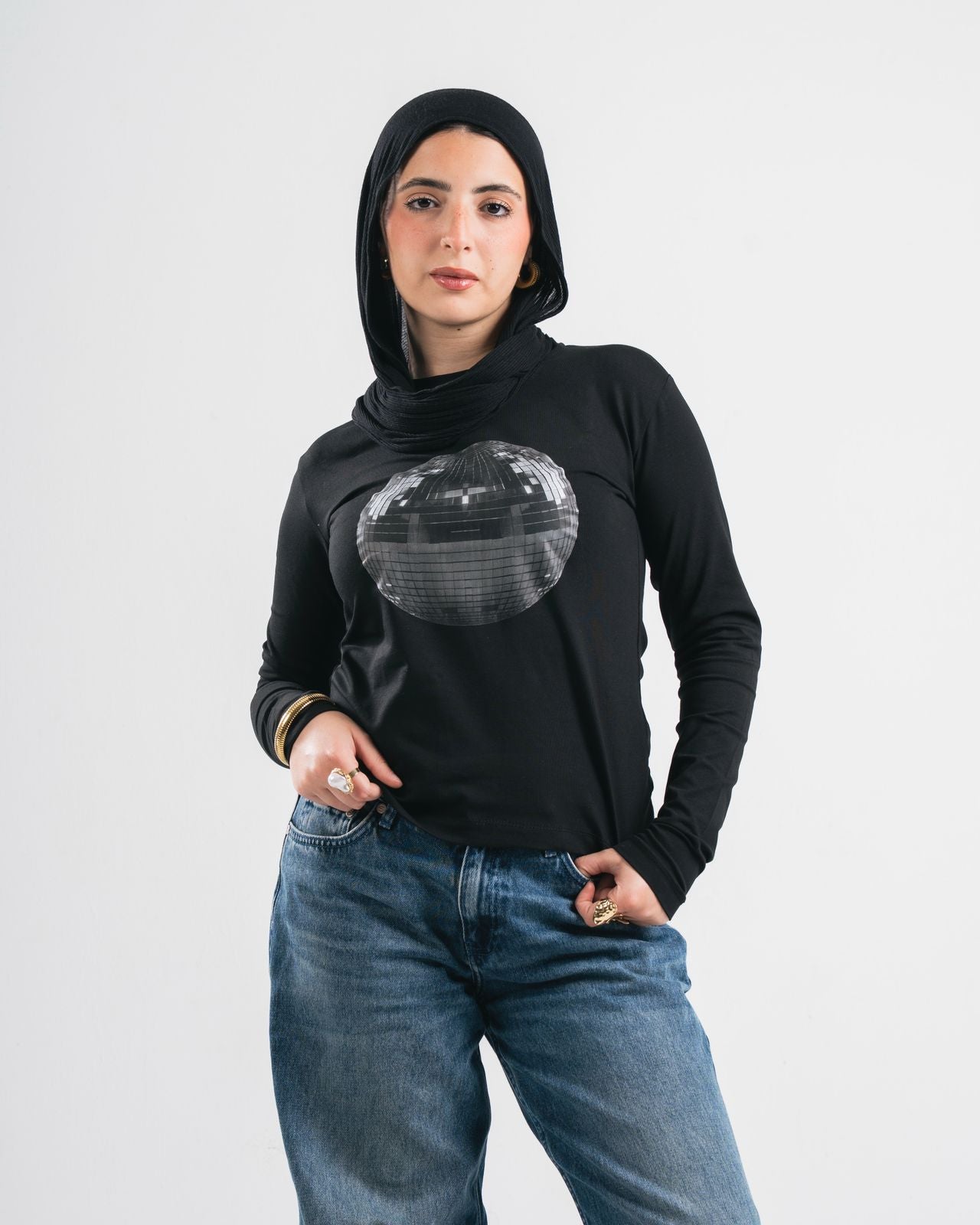 Mirror Ball Long Sleeve Baby Tee