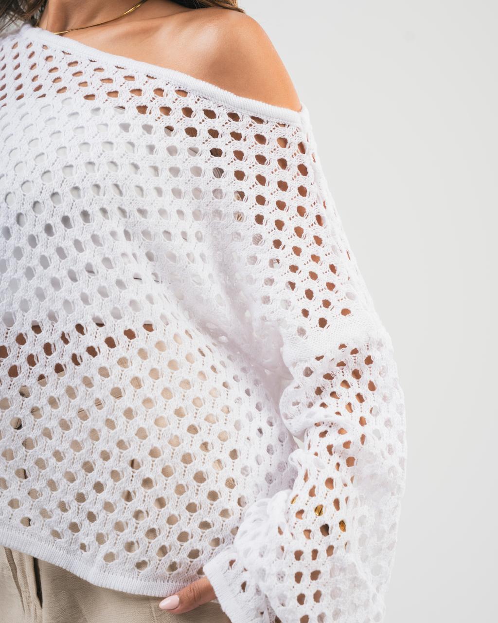 White Off-Shoulder Coverup