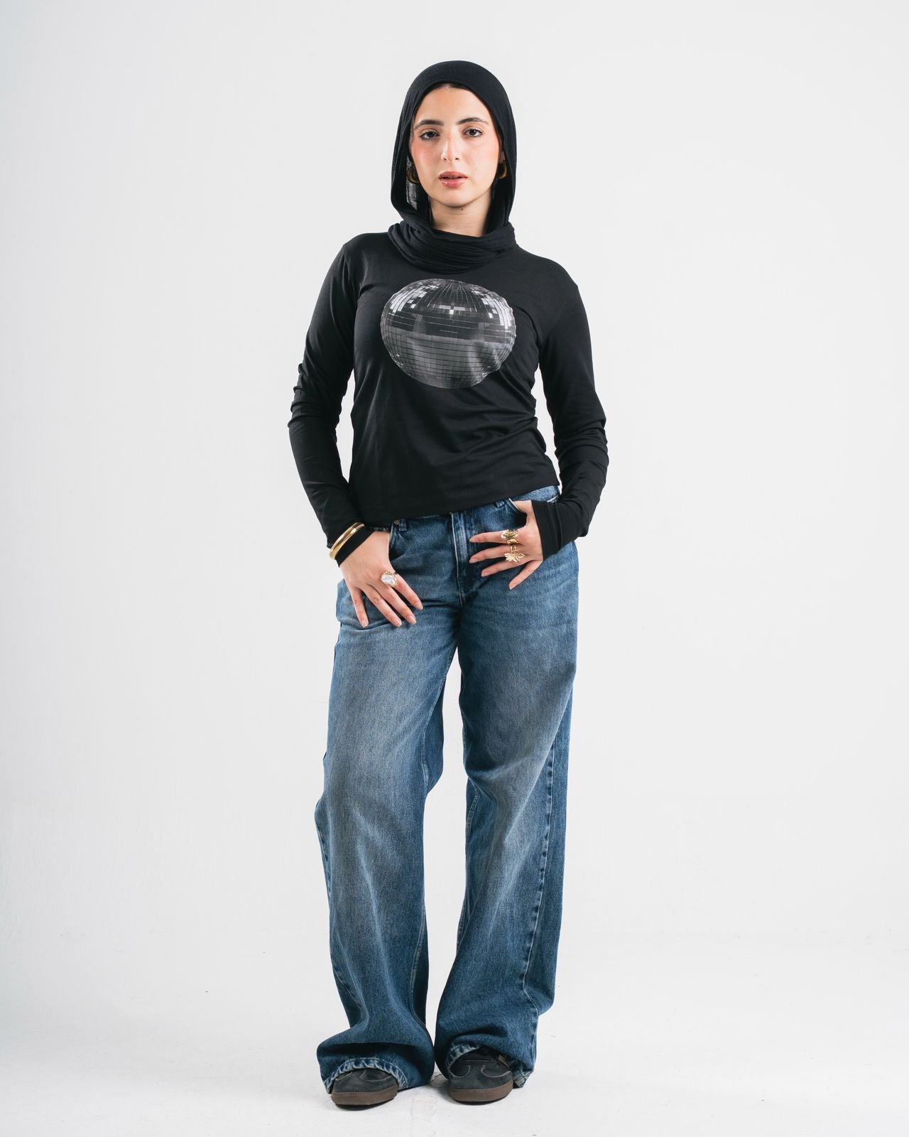 Mirror Ball Long Sleeve Baby Tee