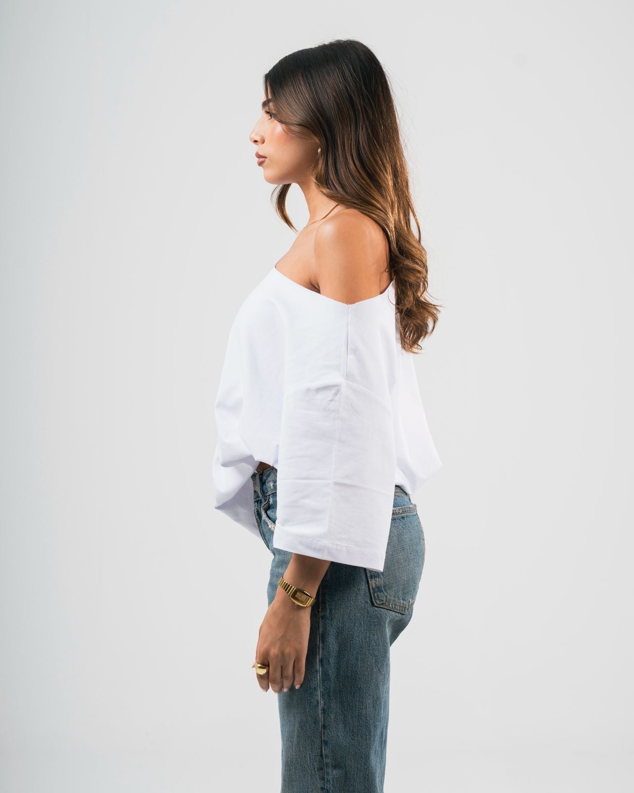 White OFF-SHOULDER TEE