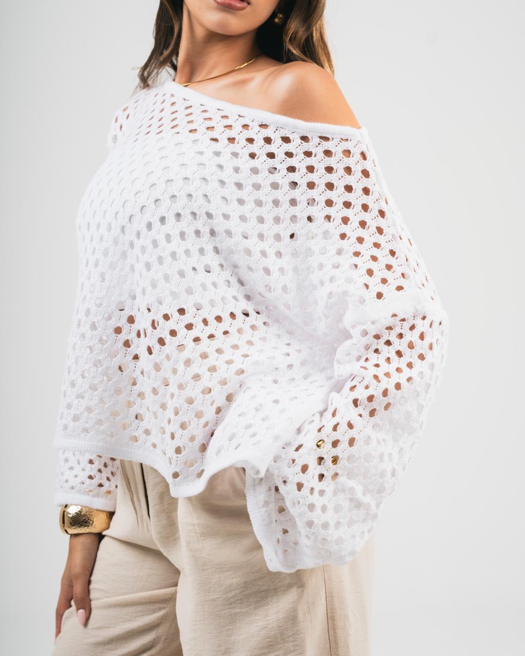 White Off-Shoulder Coverup