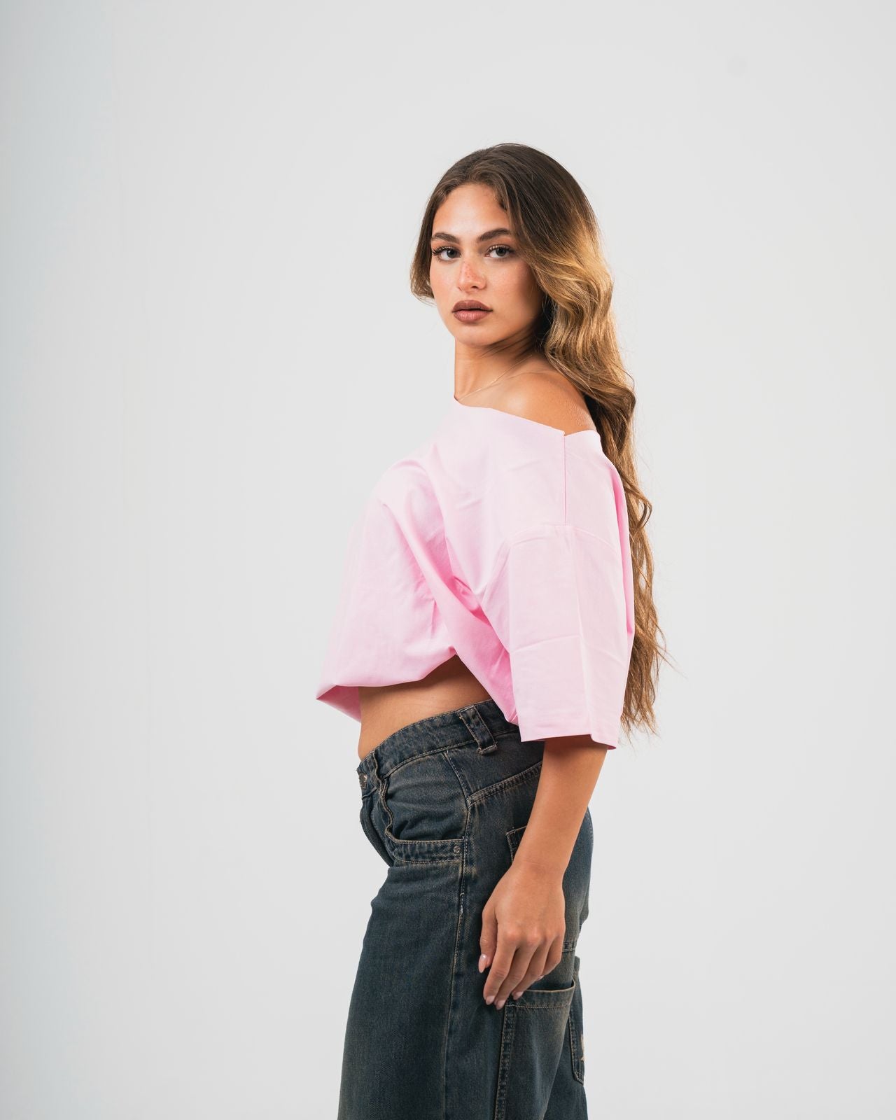 Pink OFF-SHOULDER TEE