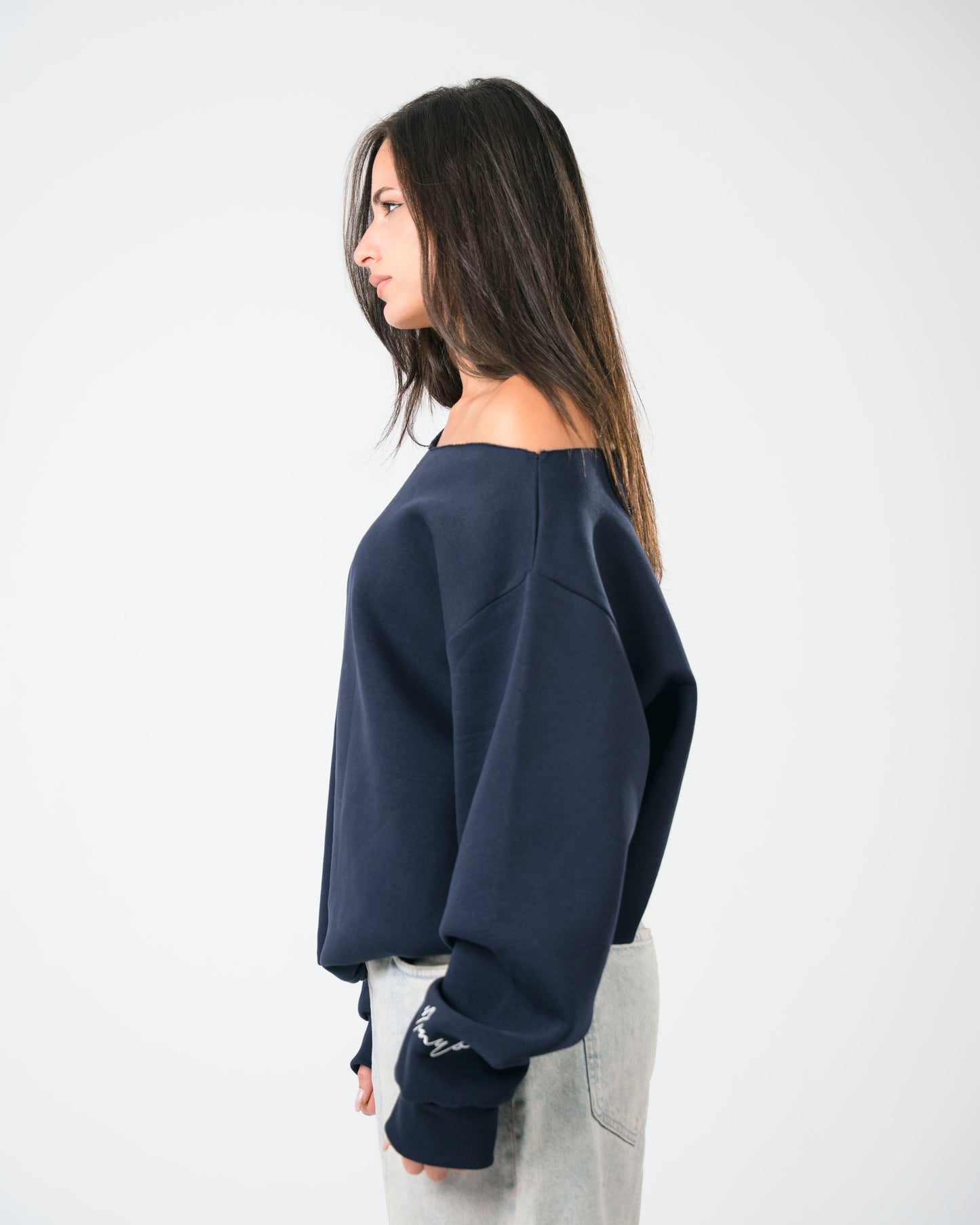 “OFF-SHOULDER” Navy Sweater