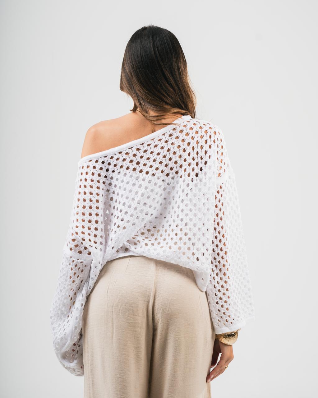 White Off-Shoulder Coverup