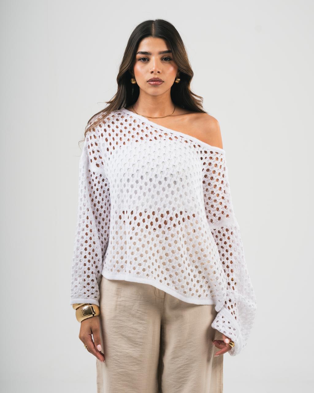 White Off-Shoulder Coverup