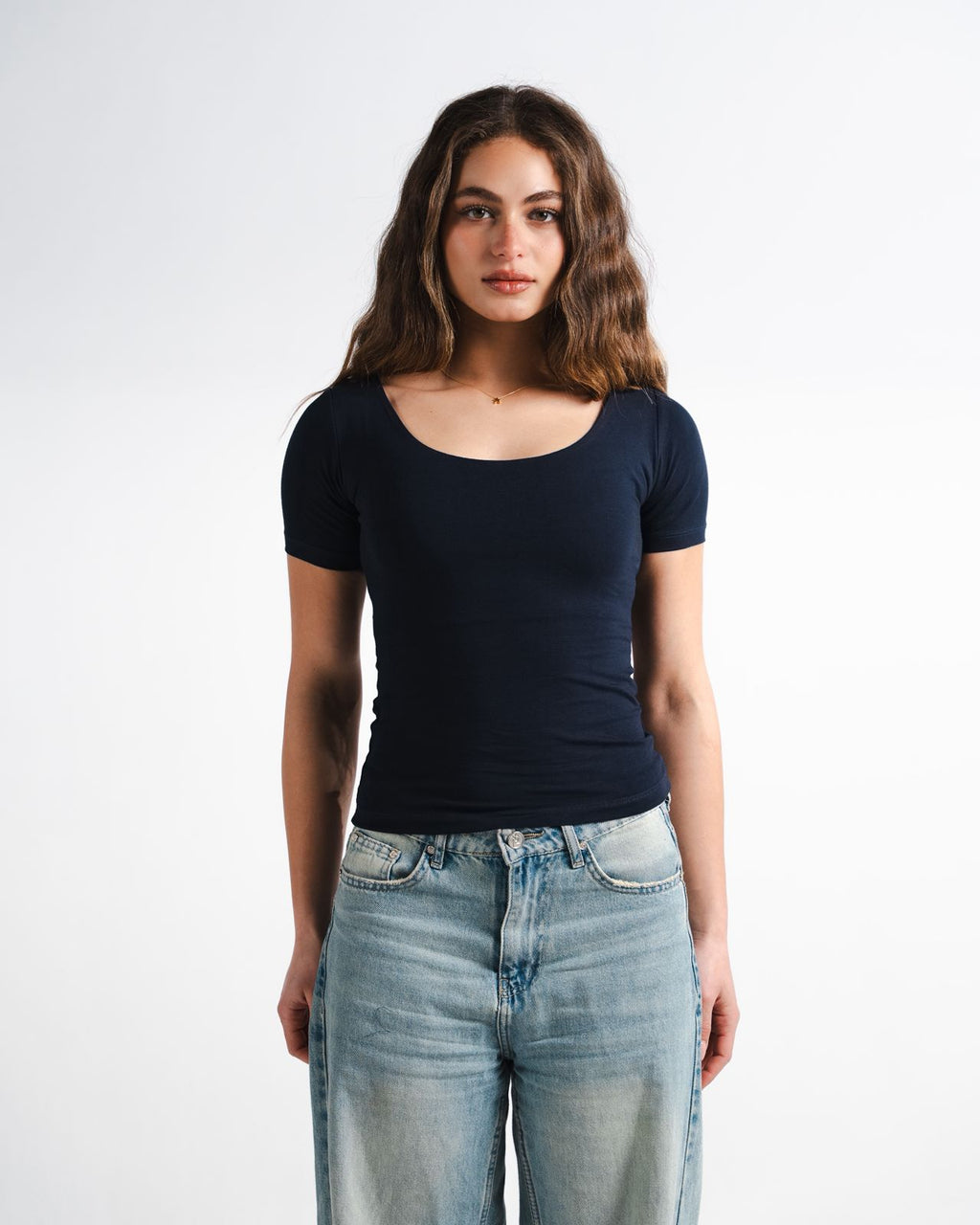 Navy Square Top