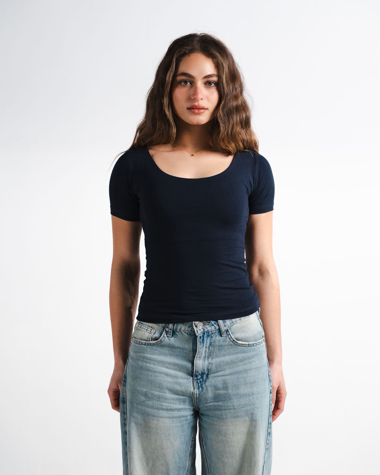 Navy Square Top