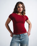 Burgundy Round Lace Top