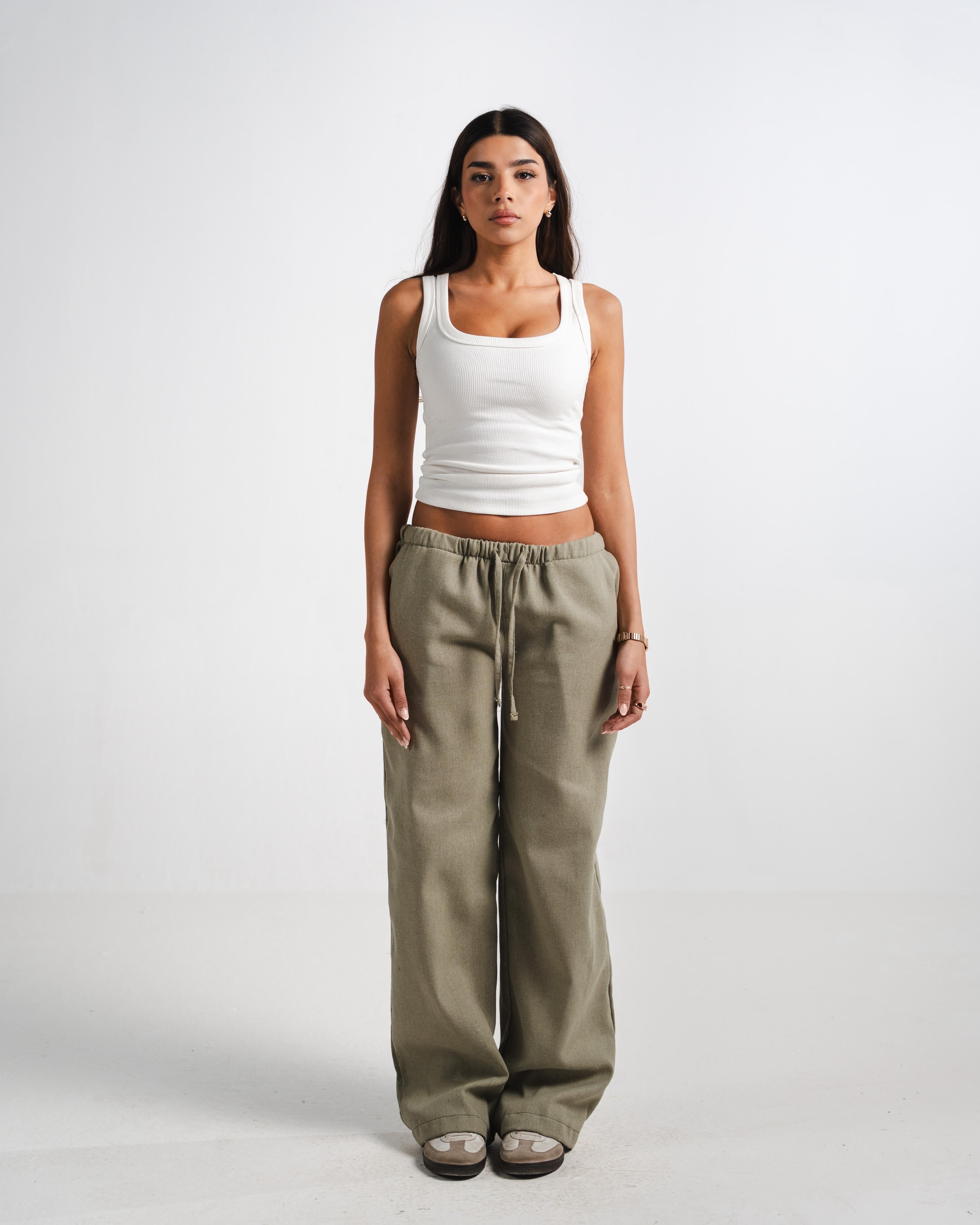 Olive Linen Pants