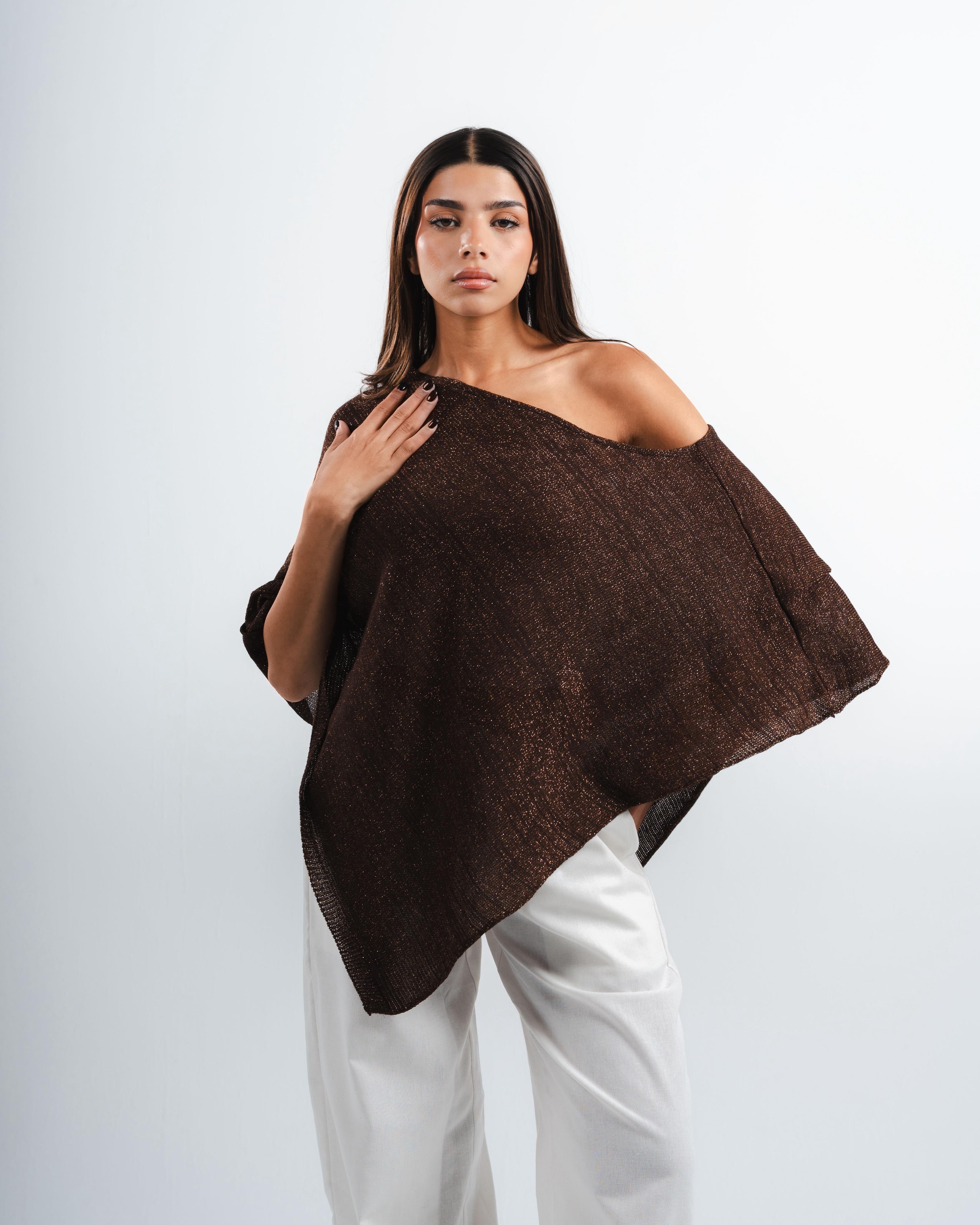 Brown Shimmer Poncho