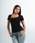 Black Square Lace Top