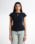 Navy Button Top