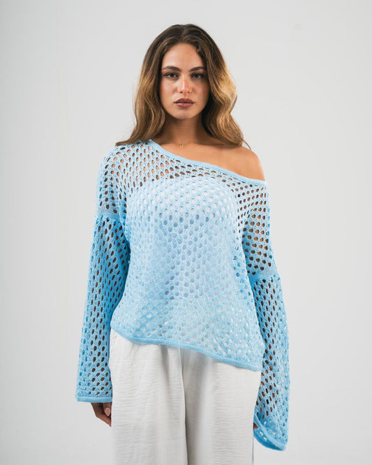 Baby blue Off-Shoulder Coverup