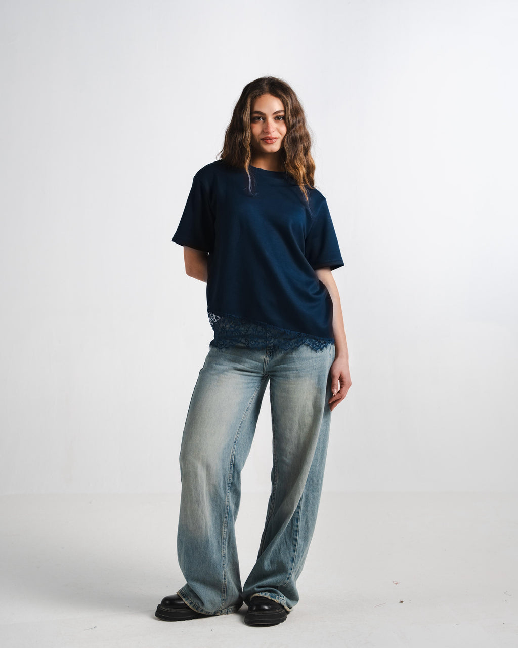 Navy Lace Tee