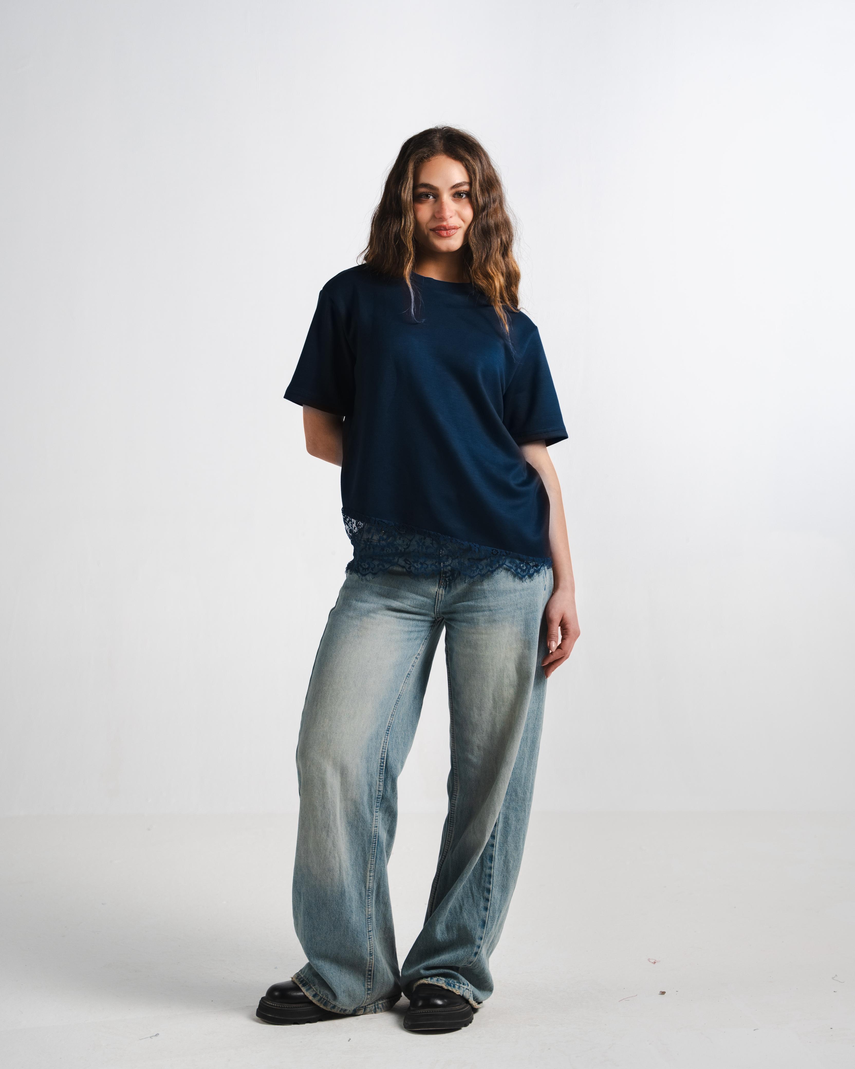 Navy Lace Tee