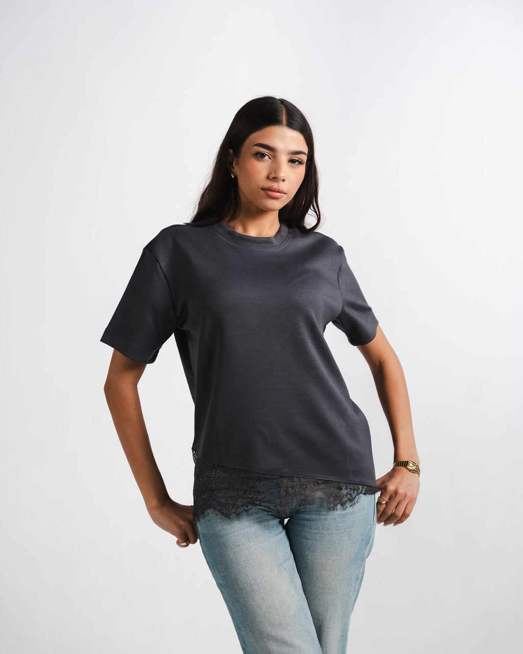 Dark Grey Lace Tee