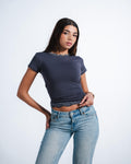 Dark grey Round lace Top