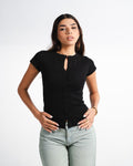 Black Button Top