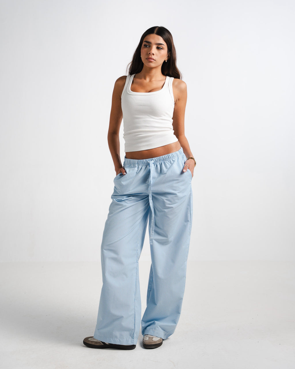 Blue Striped Pants