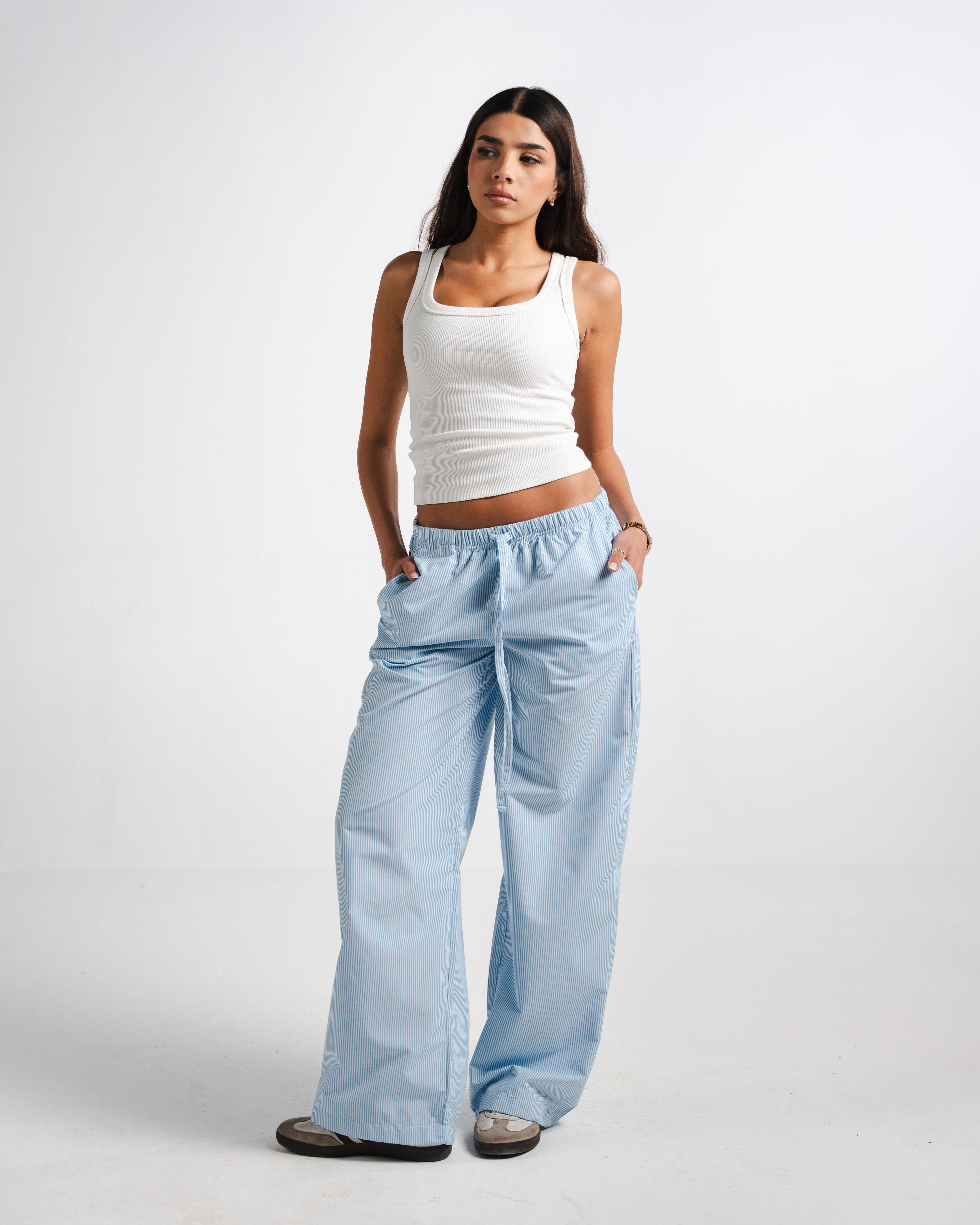 Blue Striped Pants