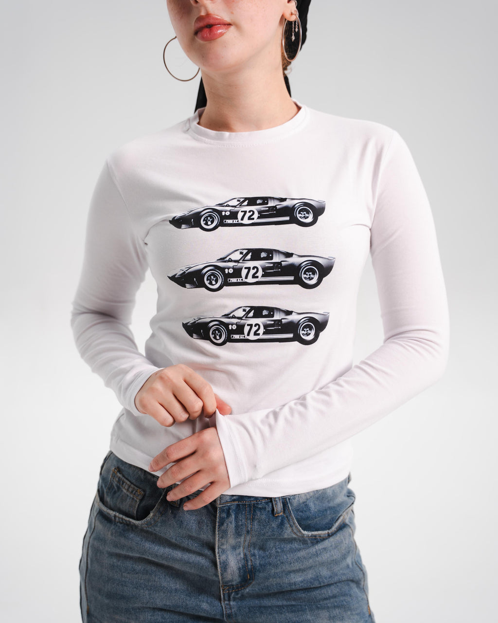 White long sleeve Baby Tee