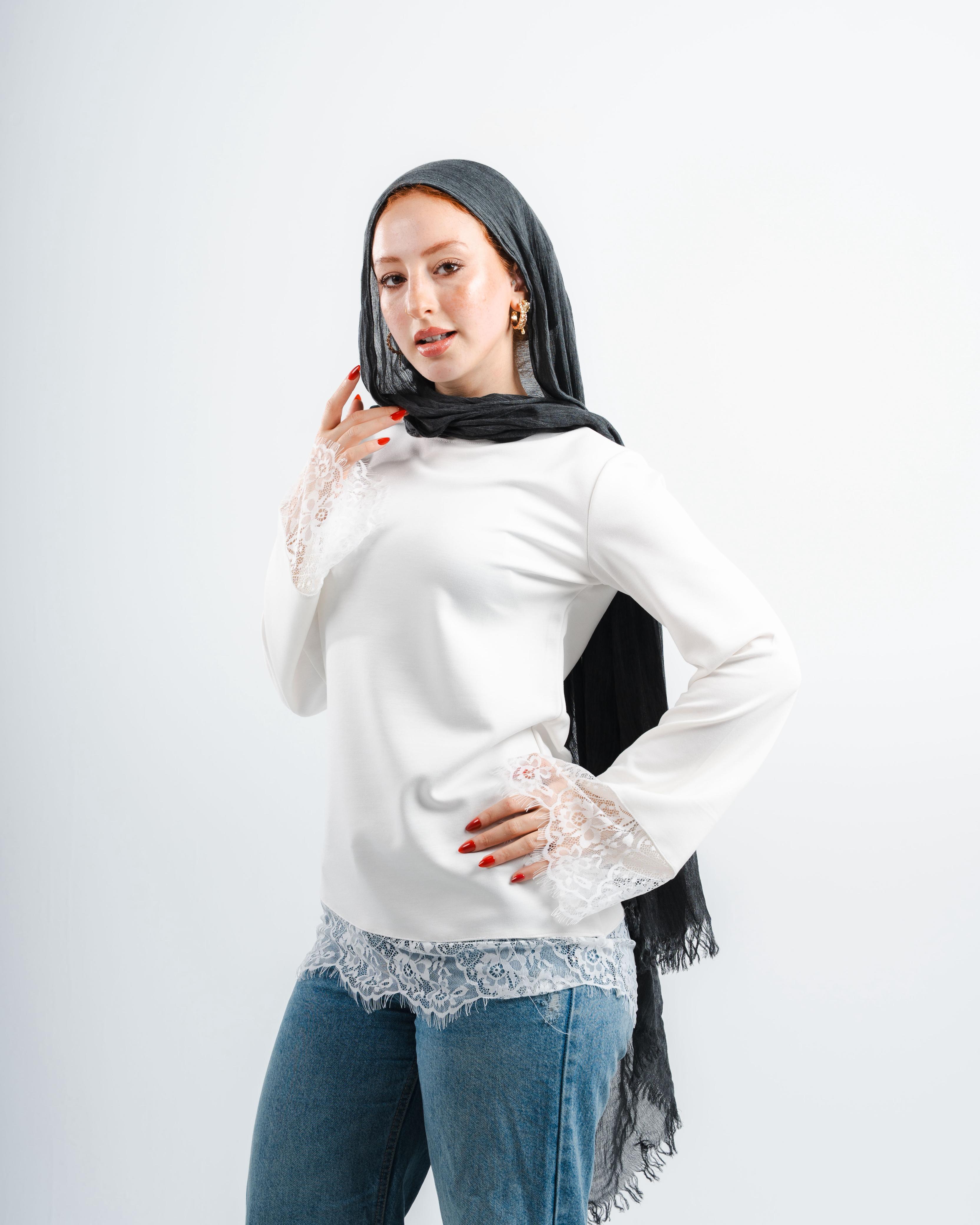 White Lace Tee Long sleeve