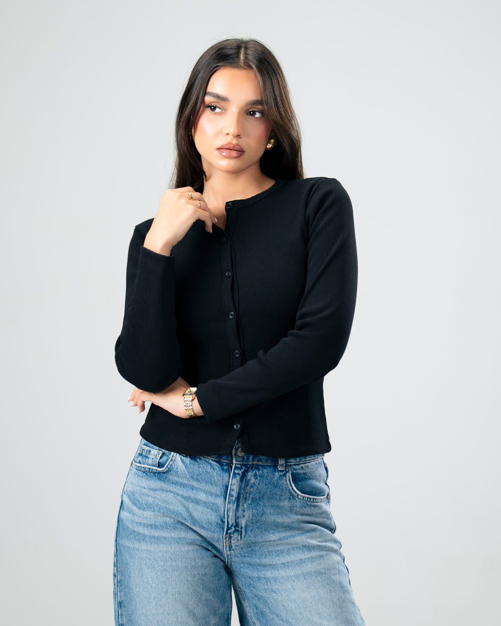 Button Top In Black
