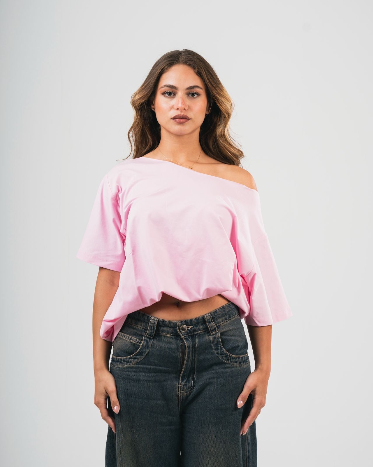 Pink OFF-SHOULDER TEE