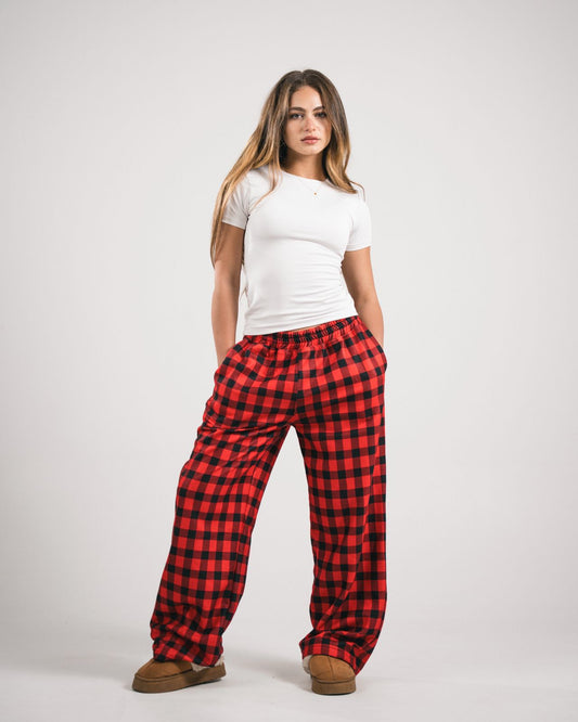 Crimson Plaid Pijama Pants