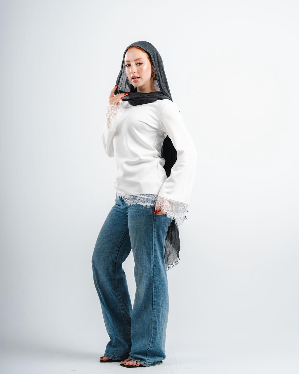 White Lace Tee Long sleeve
