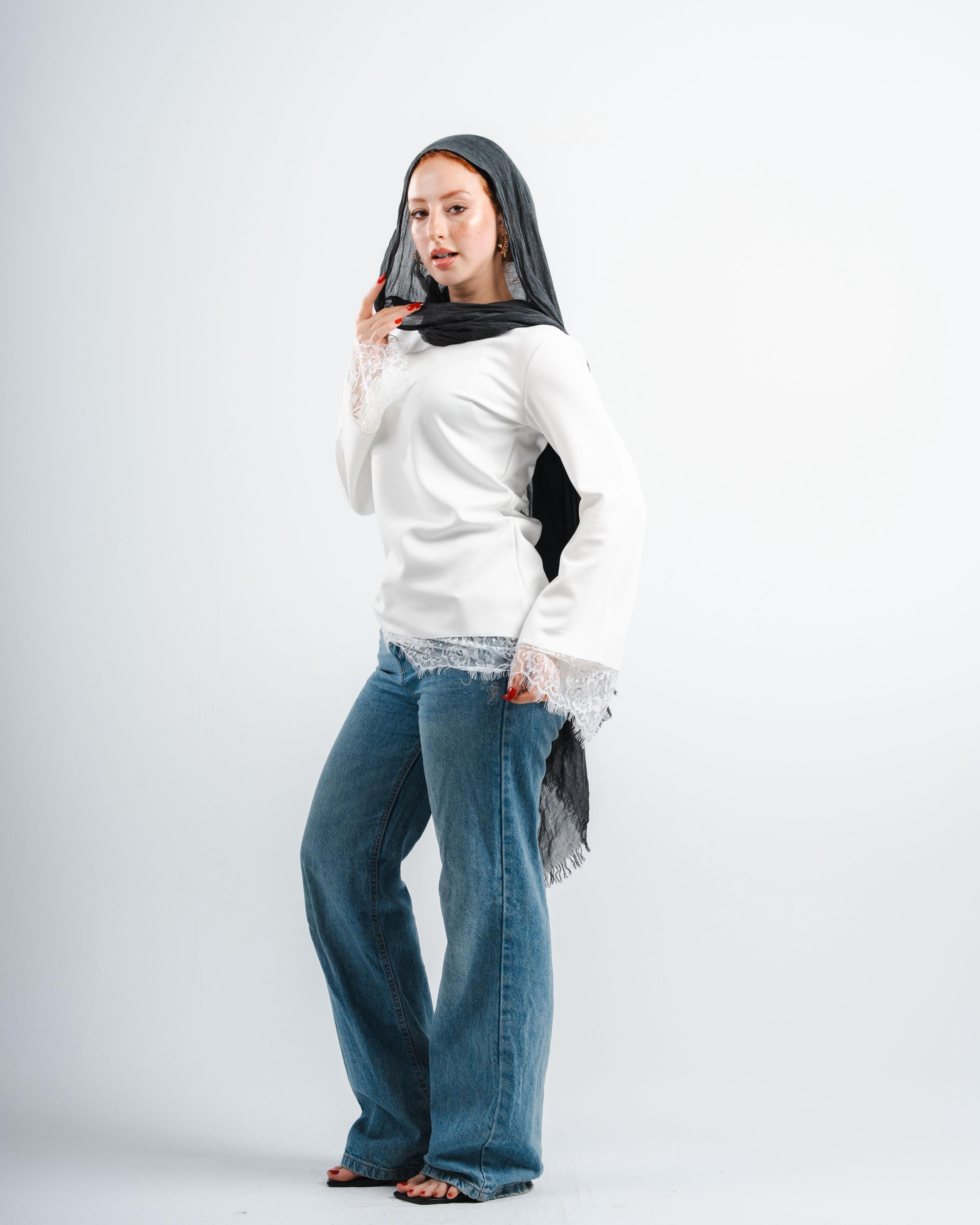 White Lace Tee Long sleeve