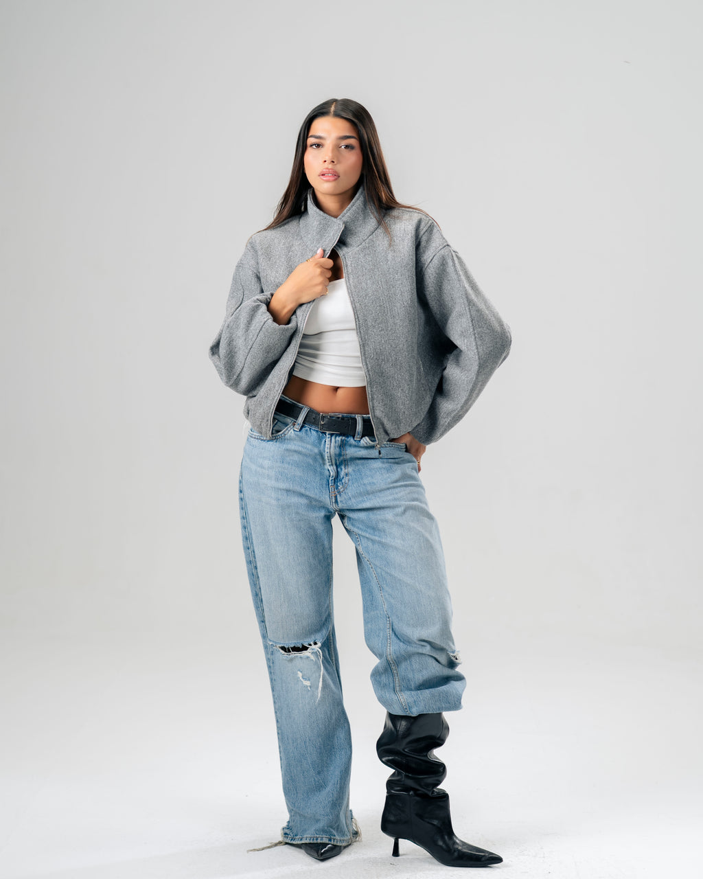 Cloud Zip Jacket in Grey