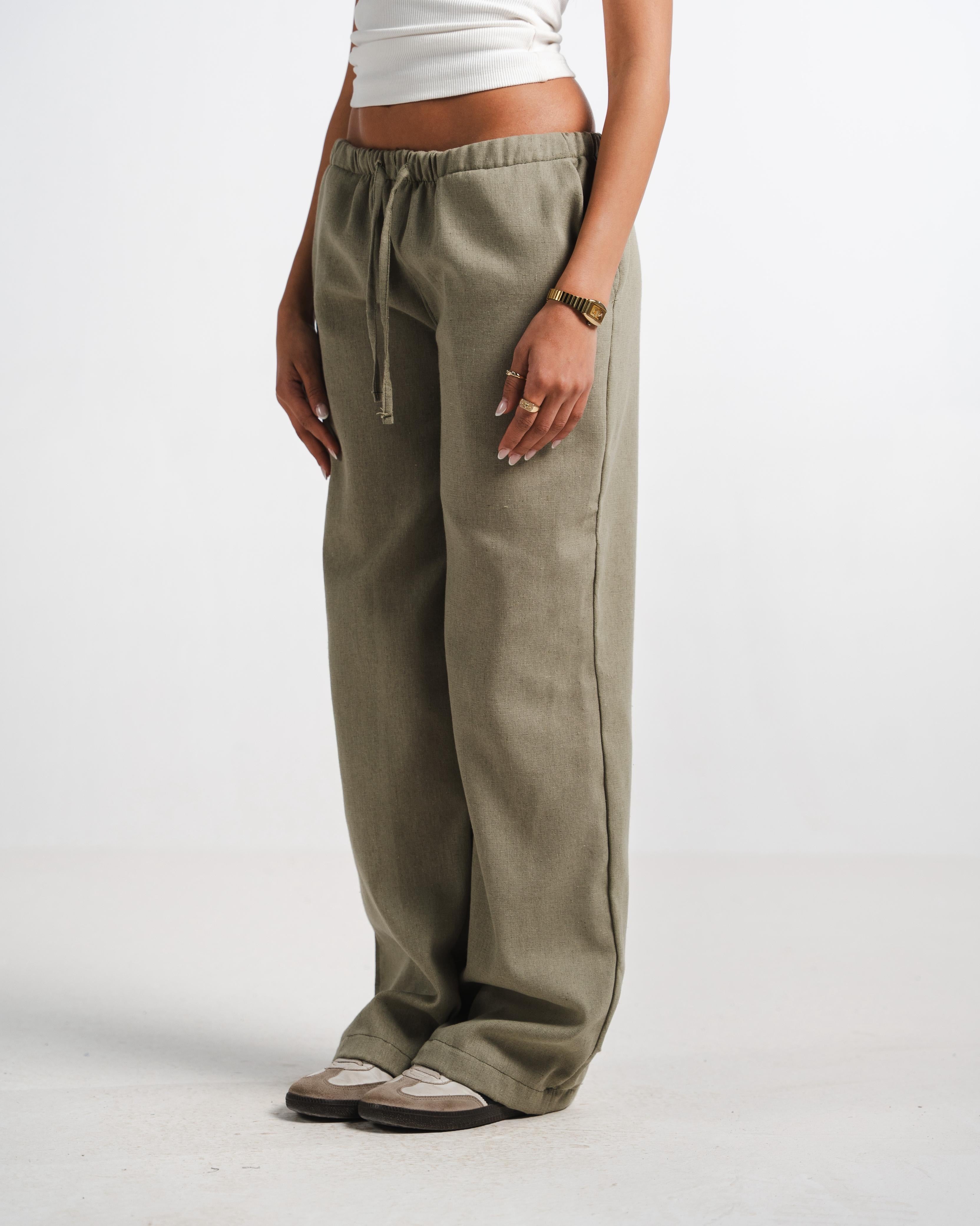 Olive Linen Pants