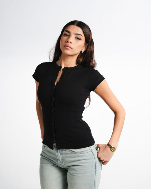 Black Button Top