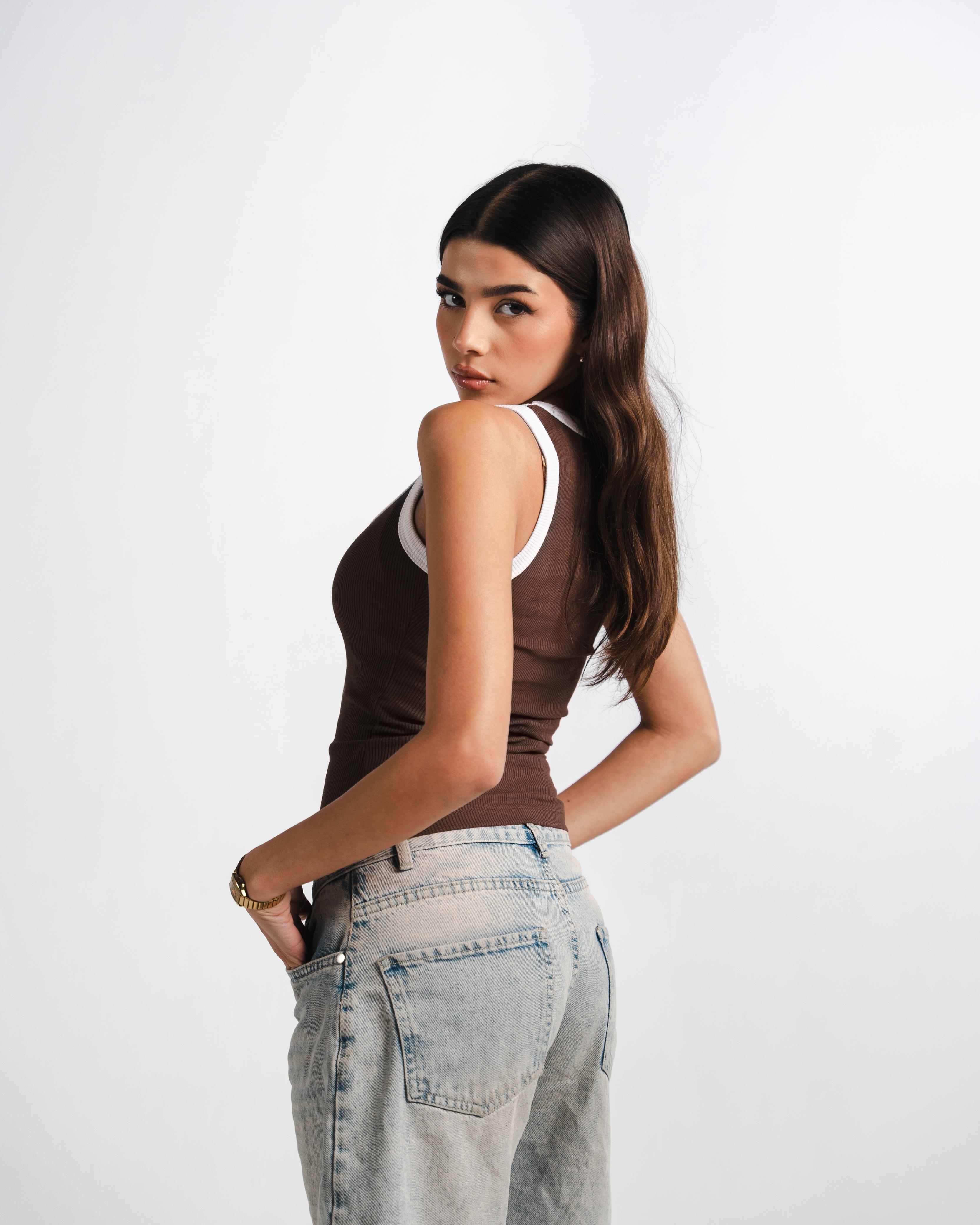 Brown layer Tank Top