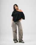 Black OFF-SHOULDER TEE