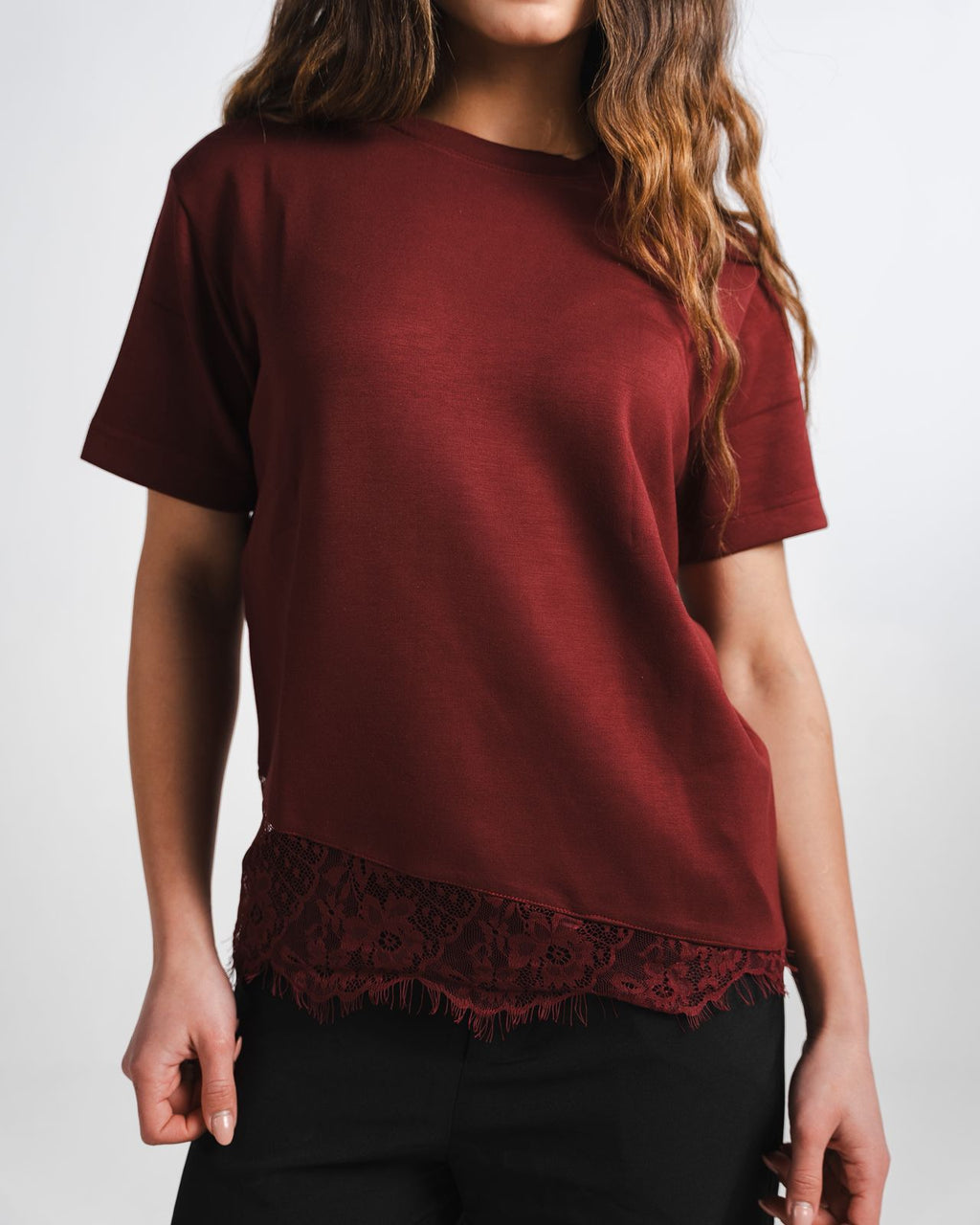 Burgundy Lace Tee