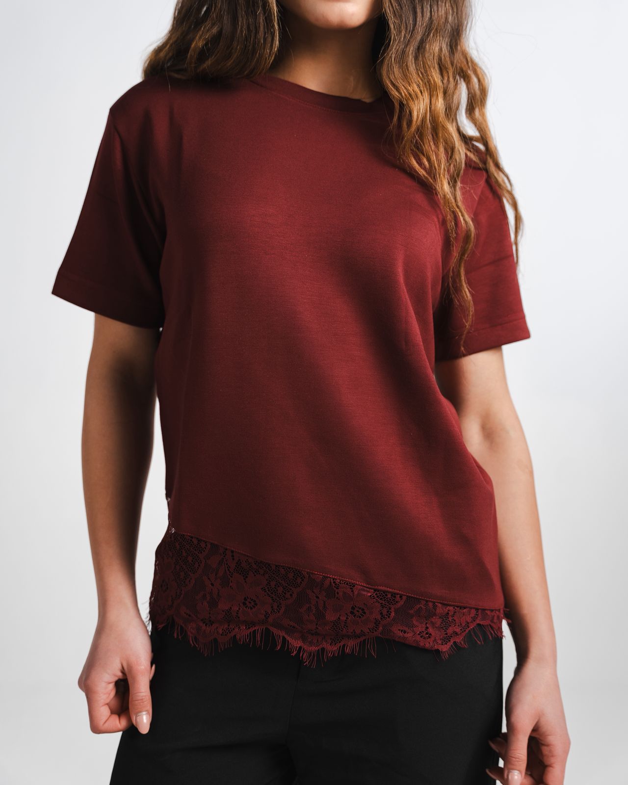 Burgundy Lace Tee