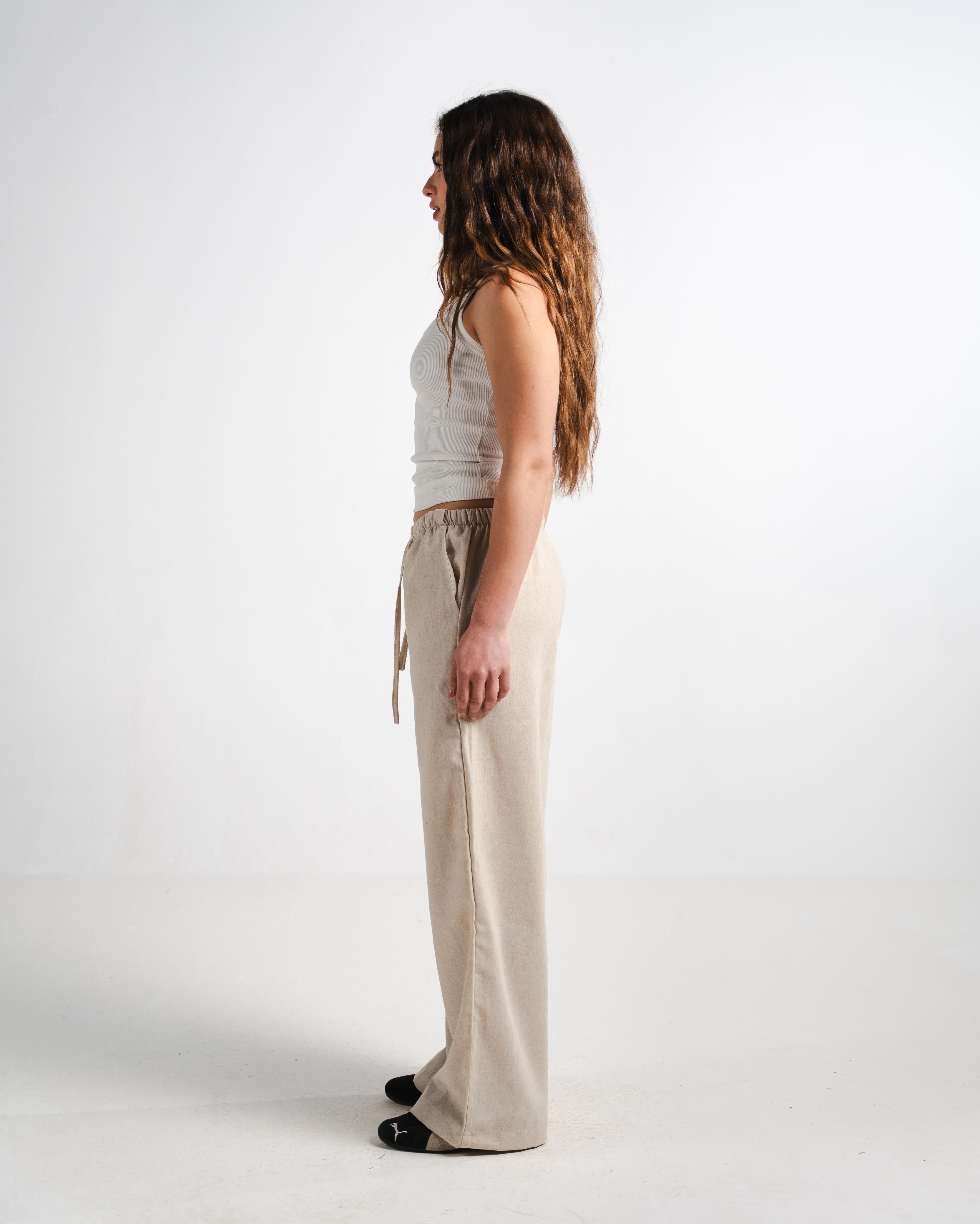 Beige Linen Pants