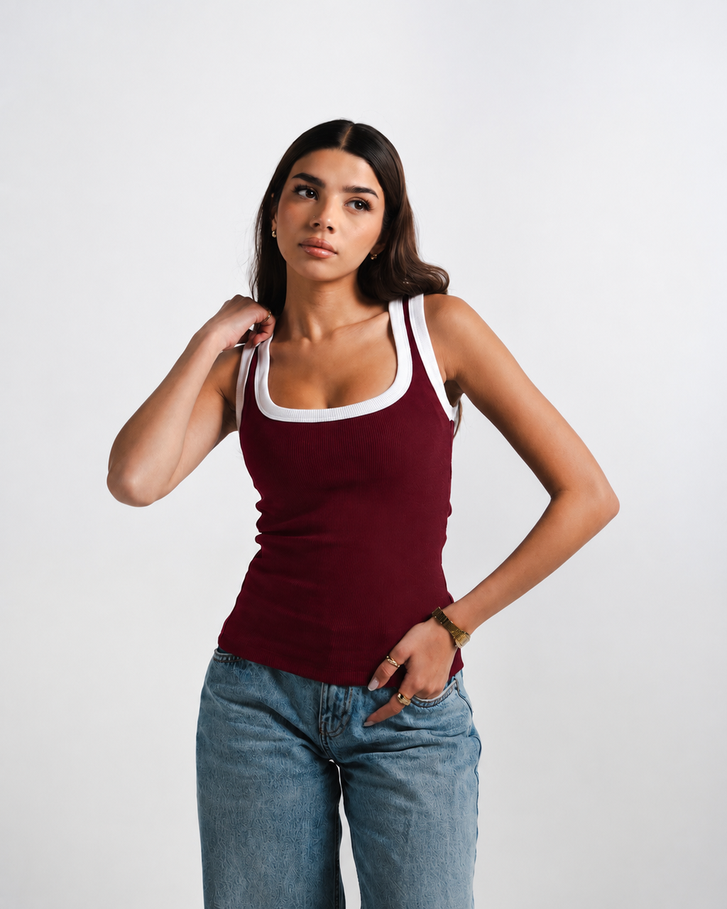 Burgundy Layered Tank Top