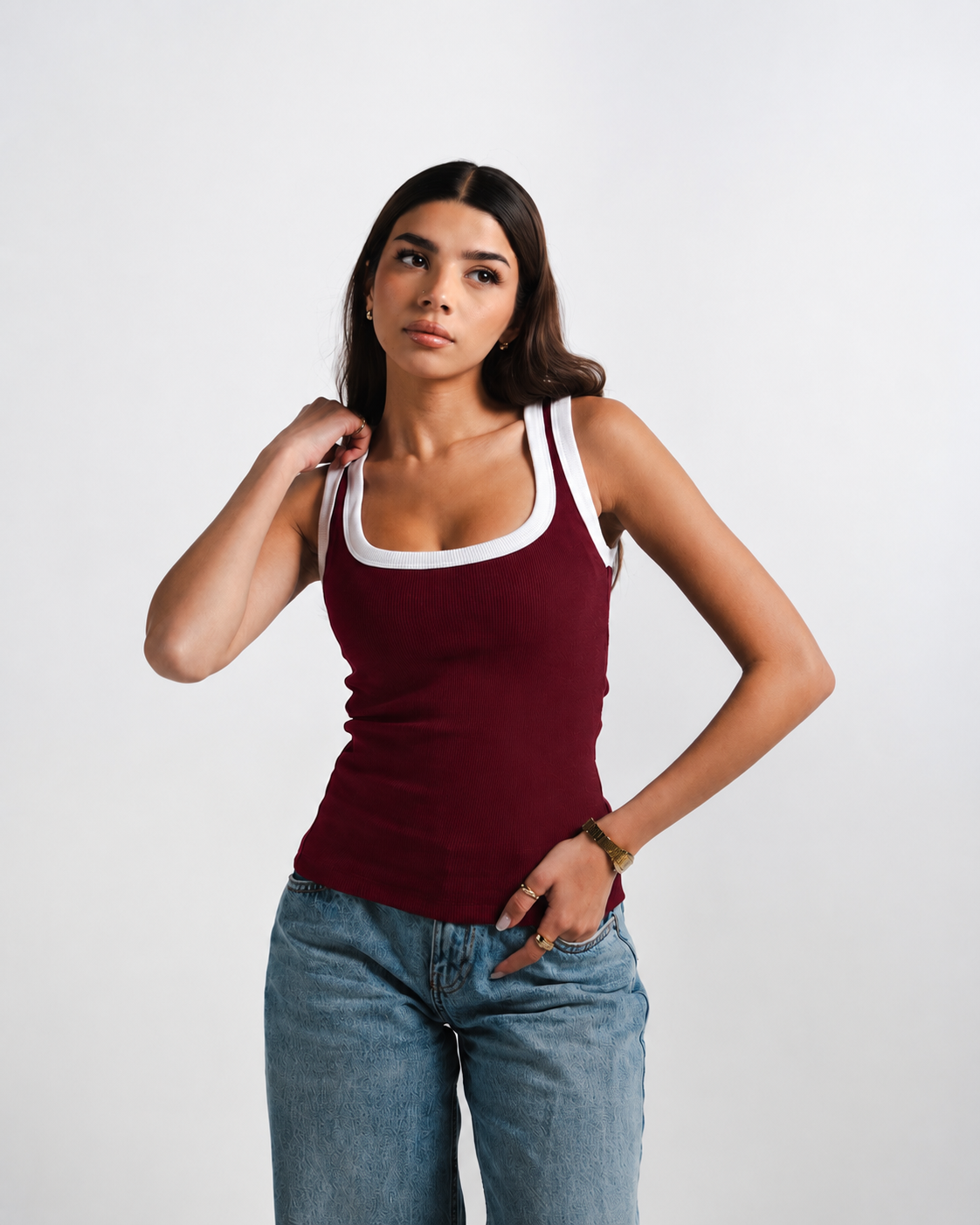 Burgundy Layered Tank Top