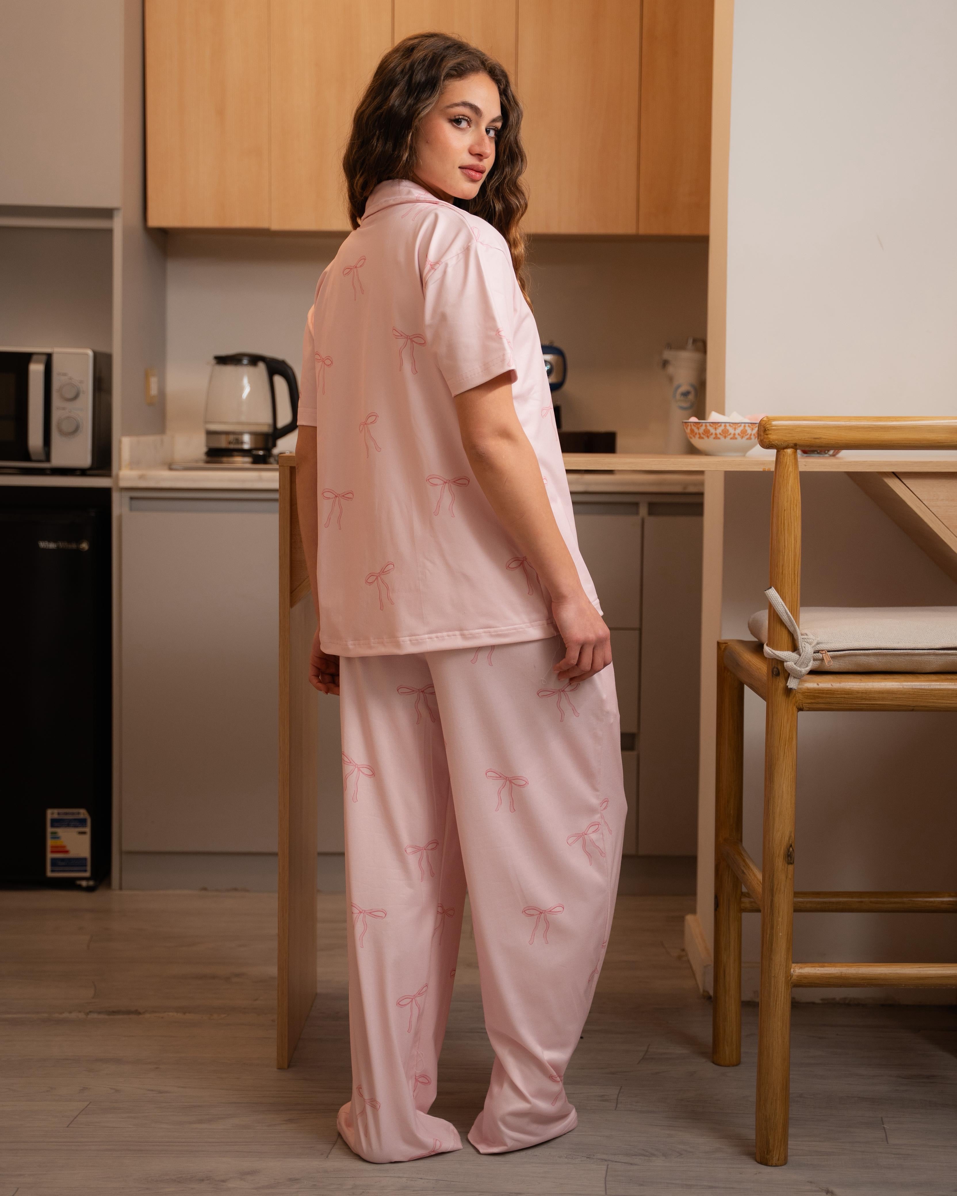 Pink Bow Pants Set