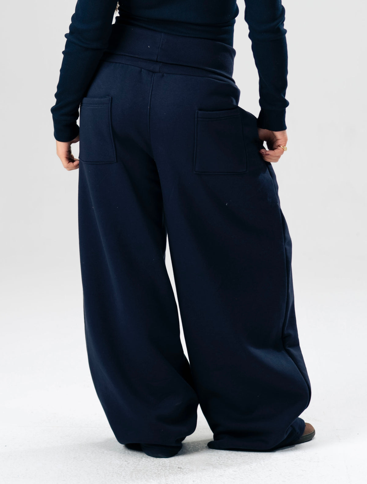 Navy Foldover Pants