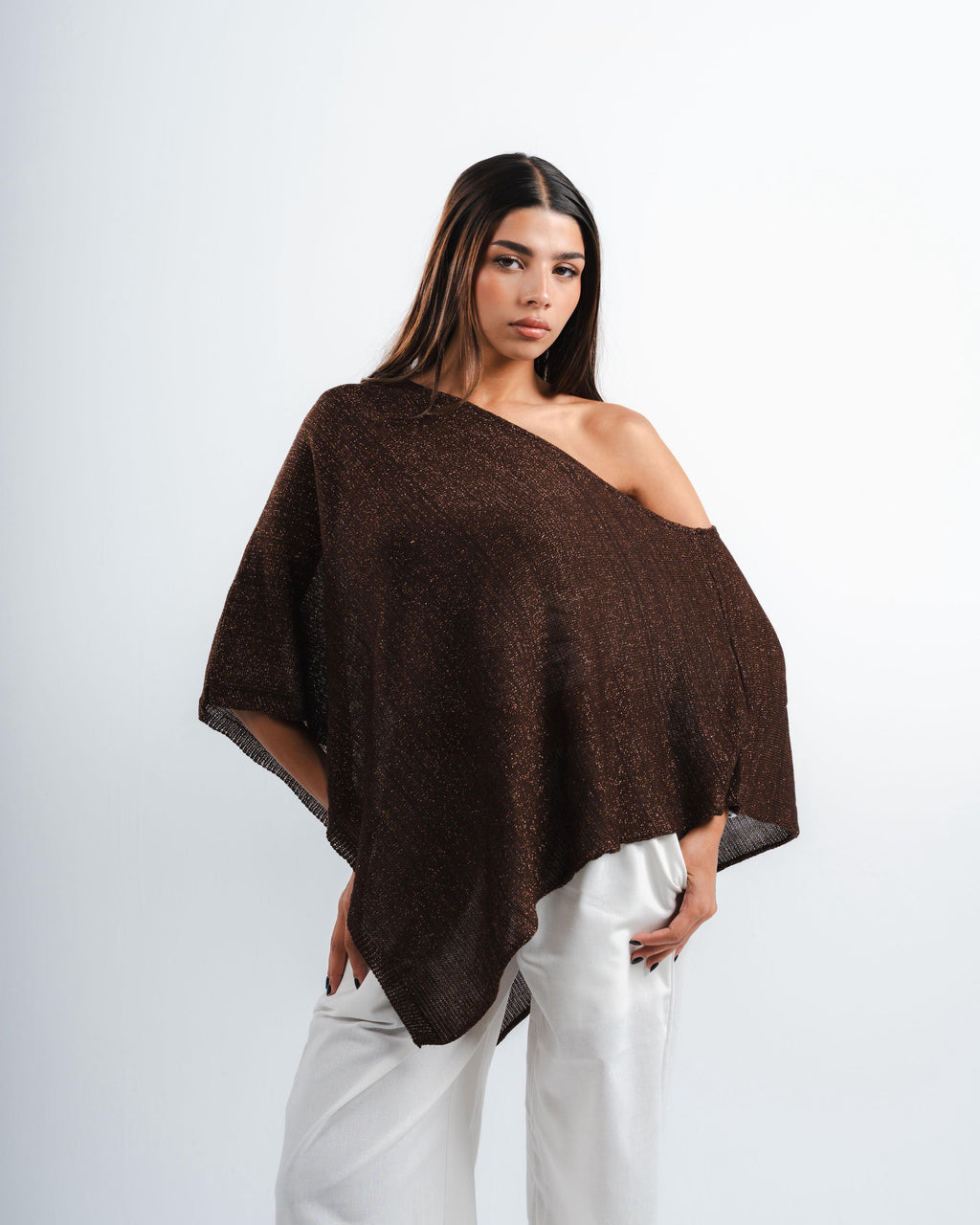 Brown Shimmer Poncho