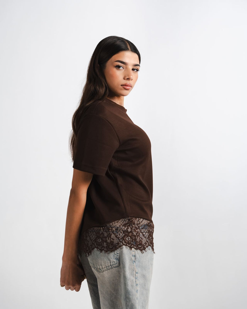 Brown Lace Tee