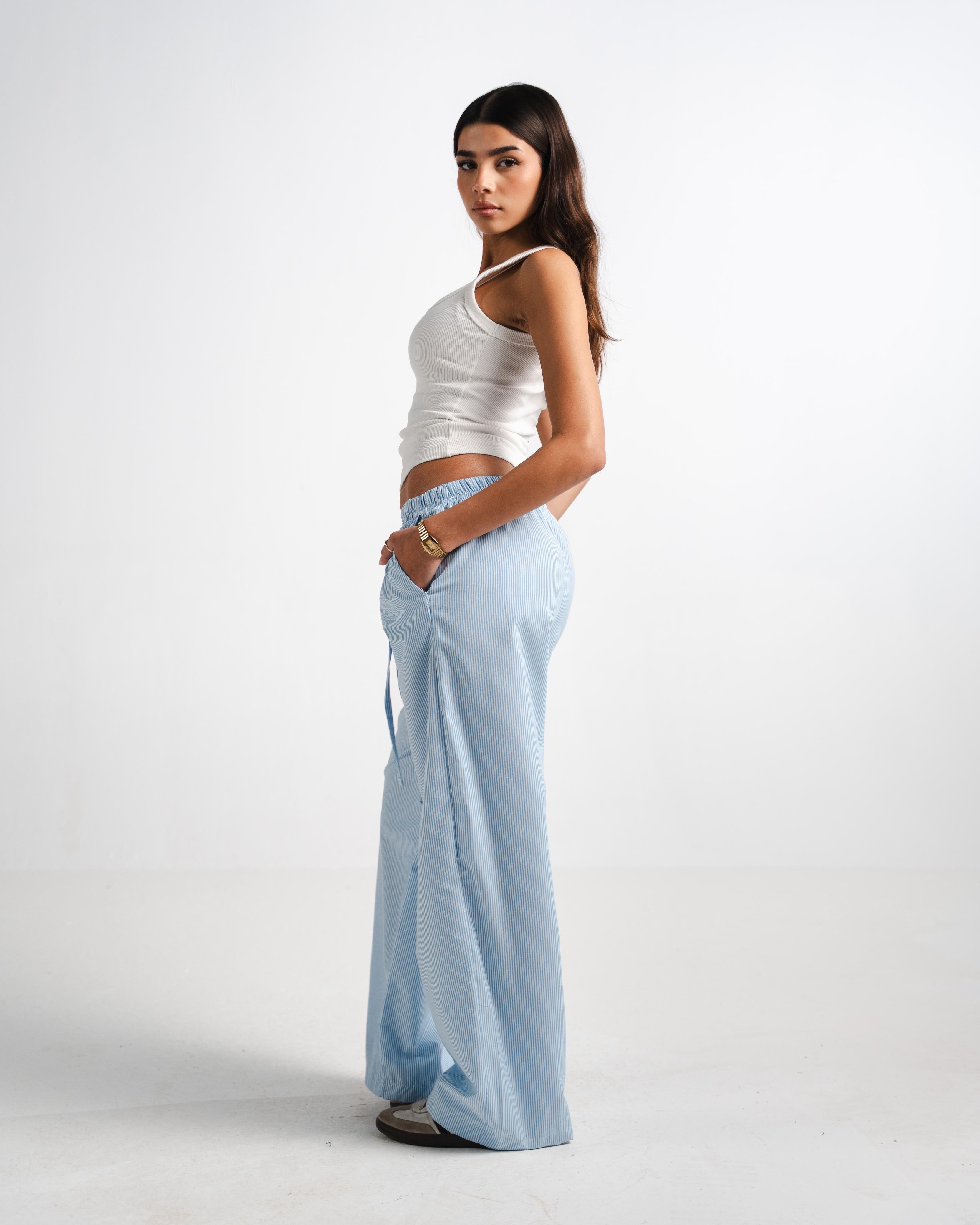 Blue Striped Pants