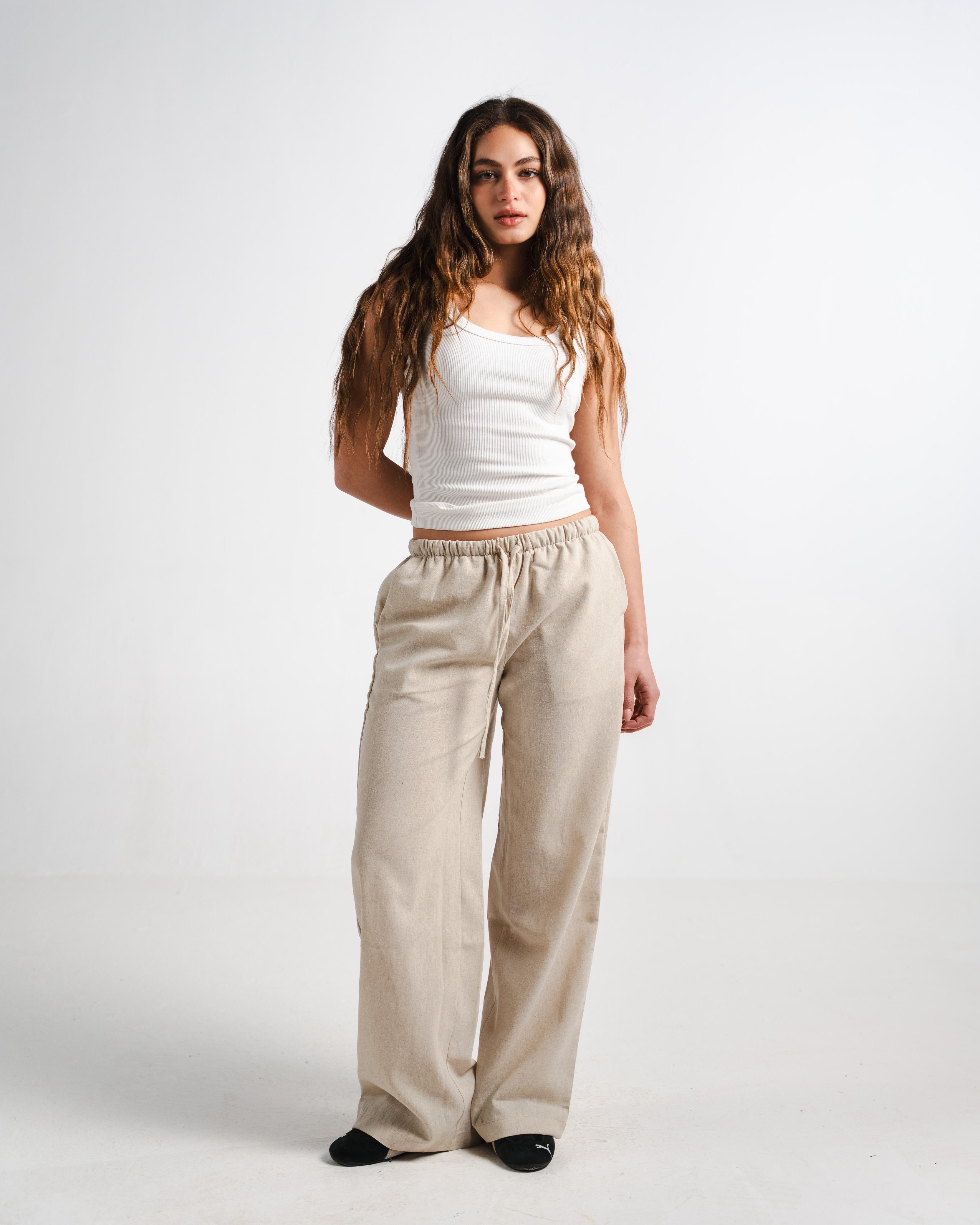Beige Linen Pants