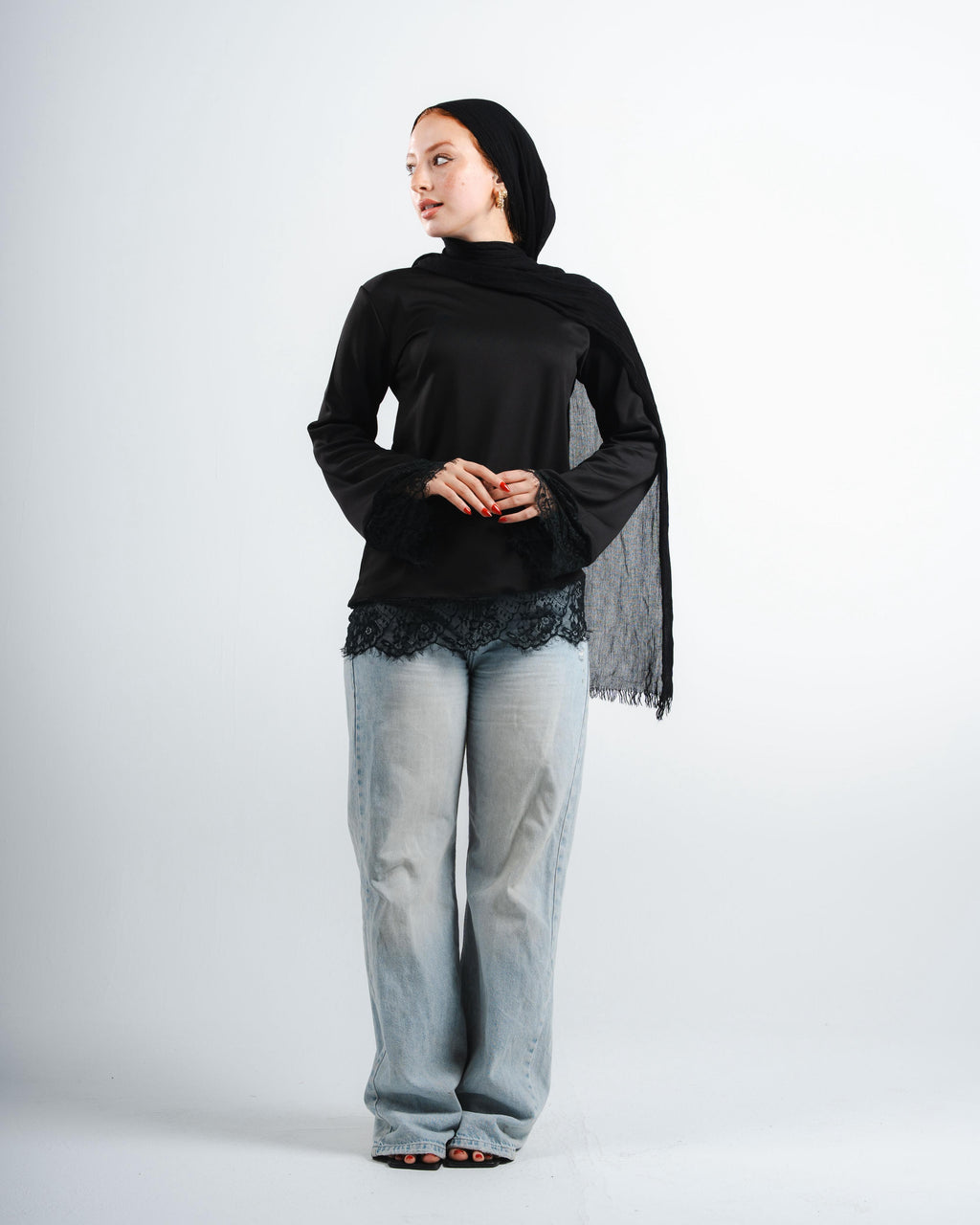 Black Lace Tee Long Sleeve