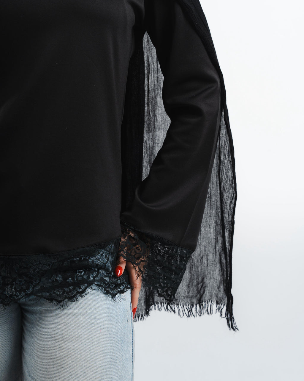 Black Lace Tee Long Sleeve