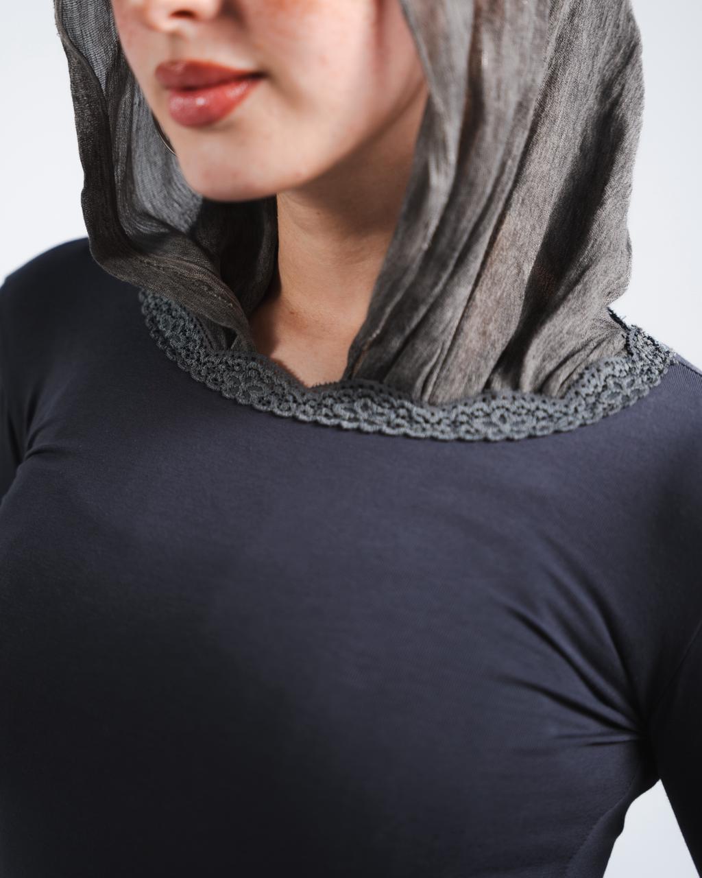 Dark Grey Lace Long sleeve Top